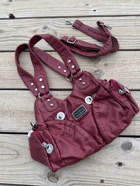 Burgundy faux leather bag
